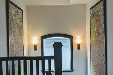 Inspiration for a large contemporary staircase remodel in Calgary
