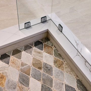 Quartz Curb and Diamond Slate Shower Pan Detail