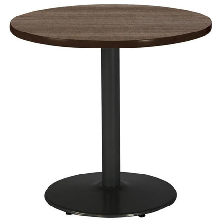 KFI Mode 30" Round Breakroom Table with Teak Round Black Base Counter Height