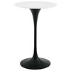 Modway Lippa 28" Round Lacquered MDF Bar Table in Black/White