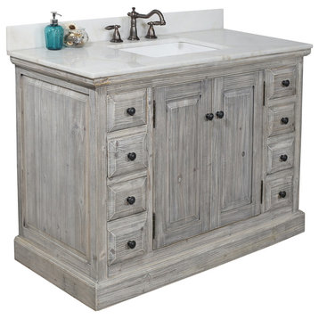 48" Rustic Solid Fir Sink Vanity, Gray, No Faucet