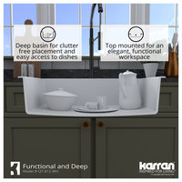 Karran QT-812 Top Mount 33" Large Single Bowl Quartz Sink Kit, Black