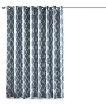 SunSmart Blakesly Ikat Blackout Window Panel, Grey, Navy Blue, 100"x84"