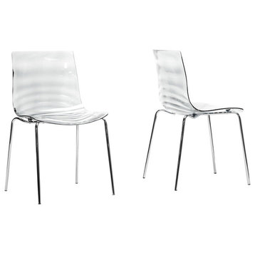 Baxton Studio Marisse Plastic Modern Dining Chair, Set of 2, Clear