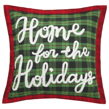 Home For The Holidays Chenille Embroidered Pillow