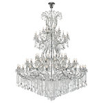 Elegant Furniture & Lighting - Maria Theresa 84-Light Chrome Chandelier, Crystal: Royal Cut - A heavenly high point to your home, Maria Theresa collection pendant lamps are ablaze with hundreds of resplendent crystals. Copious strands of sparkling clear or crystals dangle from elaborate tiers of glass-coated steel arms in chrome finish. An imperial favorite for the stairwell, dining room, or living room.