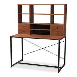 Edwin Rustic Industrial Style Brown Wood and Metal 2 in 1 Bookcase