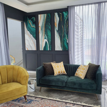 Modern 3 Panels Green & Gold Abstract Oil Painting I ArtisanMalaysia.com