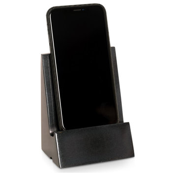 Jet Black Marble Phone and Tablet Cradle, Cord Pass Through Opening