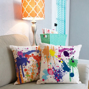 Paint Splatter Throw Pillows