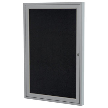 Ghent's 36" x 24" 1 Door Enclosed Rubber Bulletin Board in Black