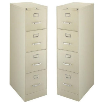 Home Square 2 Piece Metal Filing Cabinet Set with 4 Drawer in Putty/Beige