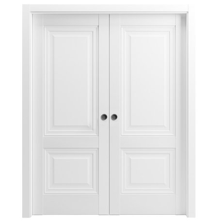 French Double Pocket Doors|Lucia 8831 White SilkSturdy Door 48x80