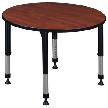 Kee 36" Round Height Adjustable Classroom Table, Cherry