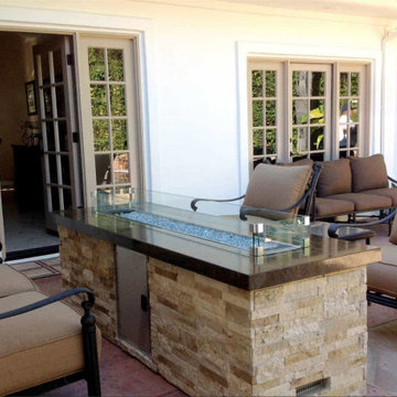 Outdoor Linear Fire Table – Custom with Stack Stone