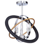 Artcraft Lighting - Cosmic CL15112 Semi Flush - The "Cosmic Collection" introduced by designer Cobi Ladner (CobiStyle) is definitely a trendsetter. It features a tri tone mixture of dark bronze, chrome and satin brass. The rings can be adjusted to a desired position. Many sizes available. (Comes with extra rods for height adjustment and hangstraight for sloped ceilings)