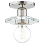 Mitzi by Hudson Valley Lighting - Mitzi Alexa 1-Light Wall Sconce E26 Medium Base Aged Brass, Polished Nickel - Keeping it simple, Alexa offsets its bare Bulbs (Not Included) with a dainty floral foil, made of clear cut glass.