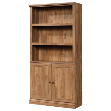 Bookcase, Wooden Frame With 3 Adjustable Shelves & Framed Doors Cabinet, Mango