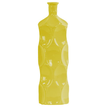 Ceramic Round Bottle Vase, Yellow, Small