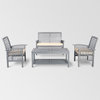4-Piece Classic Outdoor Patio Chat Set, Gray Wash