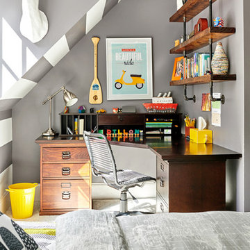 Tween Boy Bedroom, Yellow and Gray