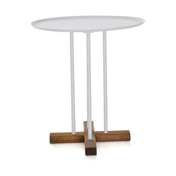 Sini Side Table, White Top With White Painted Rods