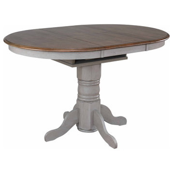 Country Grove Round Or Oval Extendable Pub Table, Distressed Gray/Brown Wood