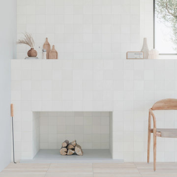 Spark White Matte Ceramic Fireplace