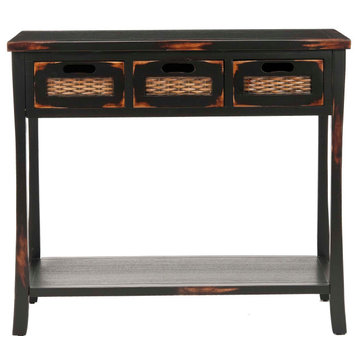Safavieh Autumn 3-Drawer Console Table, Distressed Black