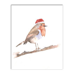 DDCG - Festive Robin Canvas Wall Art, 16"x20" - Prints And Posters