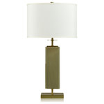 StyleCraft - Dann Foley Table Lamp Olive Green Crackled And Glazed Finish White Shade - Cracked and glazed, this table lamp is nothing short of texturous and dynamic. Subtle cracks in the glass body offer depth and dimension, elevated by a simple trimmed shade perched on top.