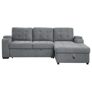 Delara 122.5"W 2-Piece Chenille Sectional Sofa with 2 Throw Pillows -  Transitional - Sleeper Sofas - by clickhere2shop | Houzz