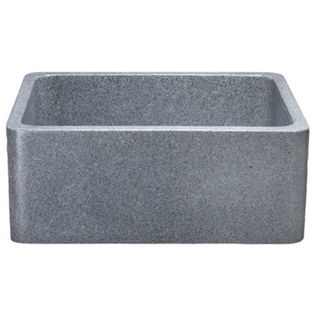 24" Farmhouse Kitchen Sinks, Reversible, Mercury Granite Gray