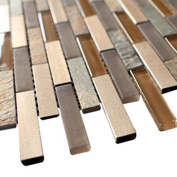 Land Brown Aliminum Stone Glass Mosaic Tile Random Pattern for Bathroom and Kitc - Home Accessories & Decor