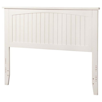 Leo & Lacey Modern Wood Full Panel Headboard with USB Charging Station in White