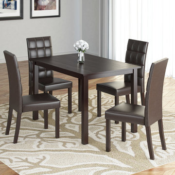 Corliving Atwood 5-Piece Dining Set With Dark Brown Leatherette Seats