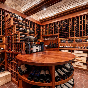 Traditional Mahogany Wooden Home Wine Cellar in San Luis Obispo