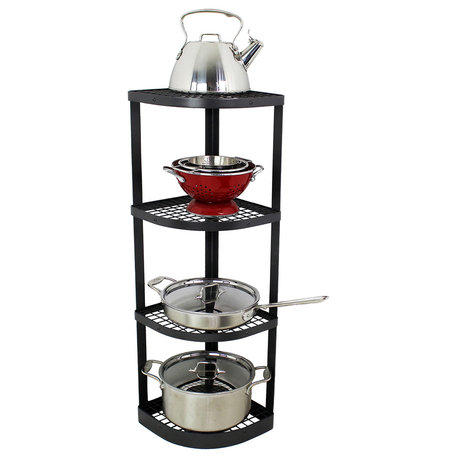 4-Tier Corner Stand Steel Hammertone