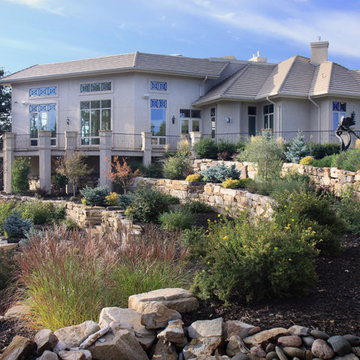 Terraced plantings with siloam stone walls