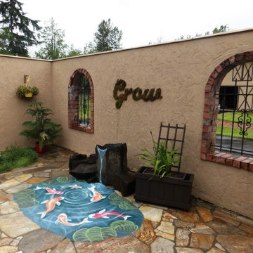 Koi fish pond mural