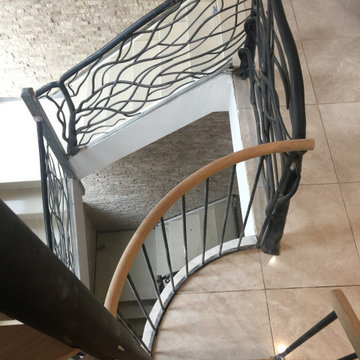 metal and wood spiral with twist