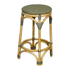 Parisian Bistro Woven Bar Stools and Counter Stools | Houzz - New Pacific Direct Inc. - Adeline Backless Bistro Counter Stool, Light Gray  and Dark