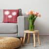 Floral Print Decorative Throw Pillow, Ligonberry Red, 16"x16"