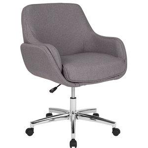 Leick Grey Linen Apostrophe Office Chair with Black Caster Base