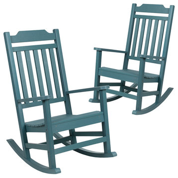 Teal Wood Rocking Chair