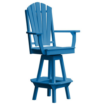 Poly Lumber Adirondack Swivel Bar Chair with Arms, Blue