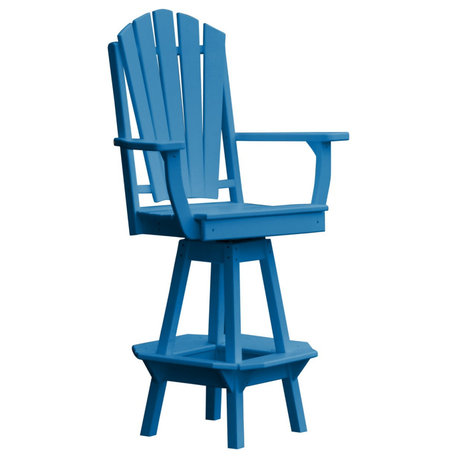 Poly Lumber Adirondack Swivel Bar Chair with Arms, Blue