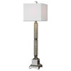 Glass And Polished Nickel Ardex Buffet Lamp With Square Shade