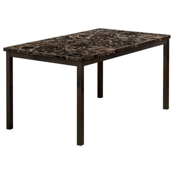 Bowery Hill Faux Marble Top Dining Table in Black
