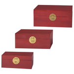 StyleCraft - Dann Foley Set of 3 Chinese-Style Wooden Keep Boxes Cherry Finish - Stylish and functional, with the StyleCraft Dann Foley chinese-style keep boxes - set of 3, you'll never lose track of your valuables again. These decorative keepsake boxes make for an excellent decor piece and staple for storing jewelry, photos and so much more.